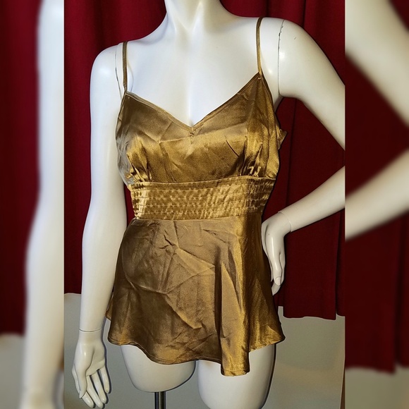 parallel Tops - HOST⛏! Trending Satin Tailored Gold Slip Cami